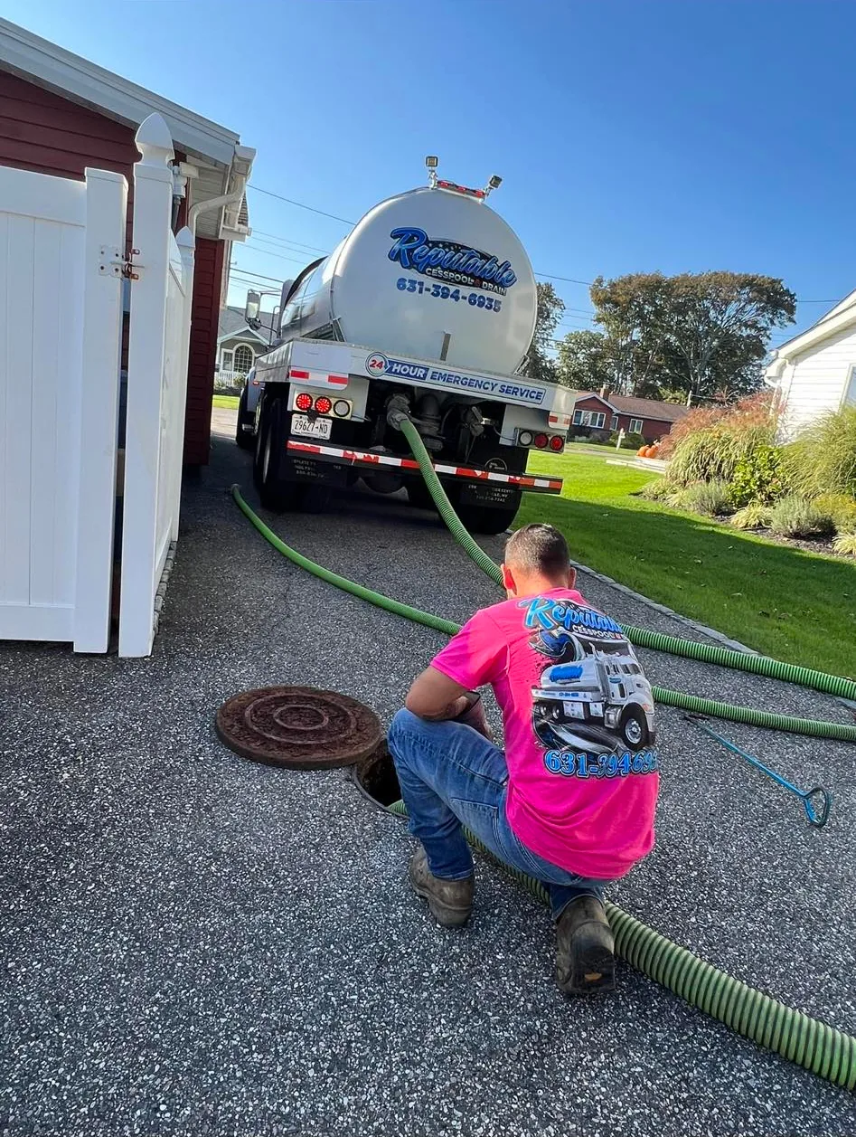 Reputable Cesspool & Drain crew at work in Suffolk County